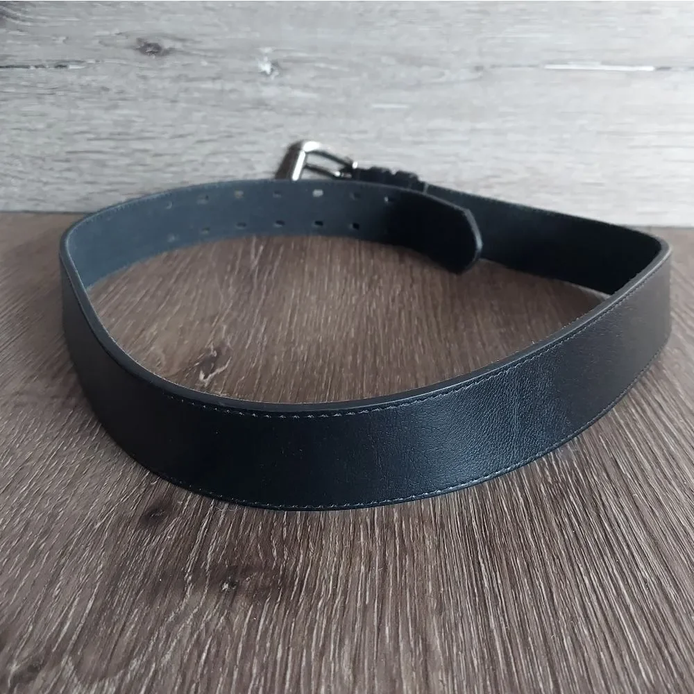 Black Belt Double Prong Buckle Size Medium Faux Leather